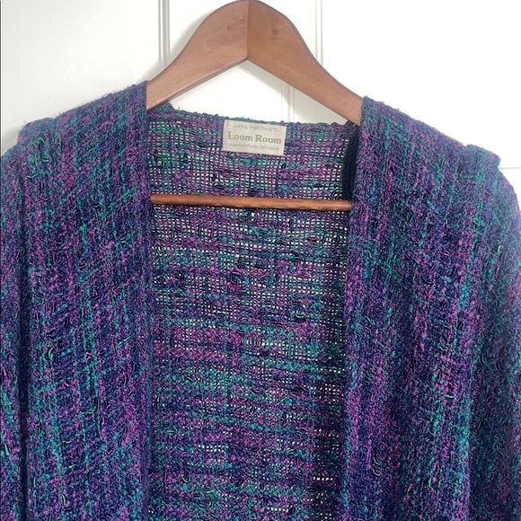 Handwoven Cardigan Sweater Jane Frenke's Loom Room Purple and Blue Weaver - Picture 2 of 7